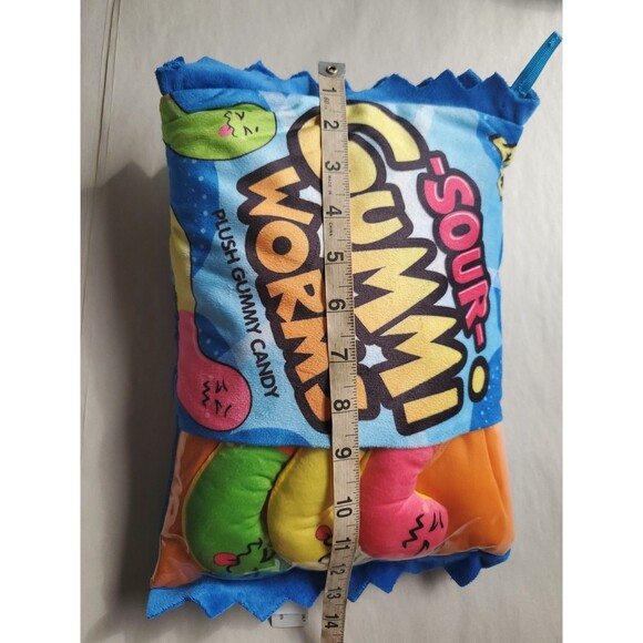 SOUR GUMMI WORMS Plush Gummy Candy 15 X 9 Pillow Collectible Toy Fun Foodie Gift - Picture 8 of 9